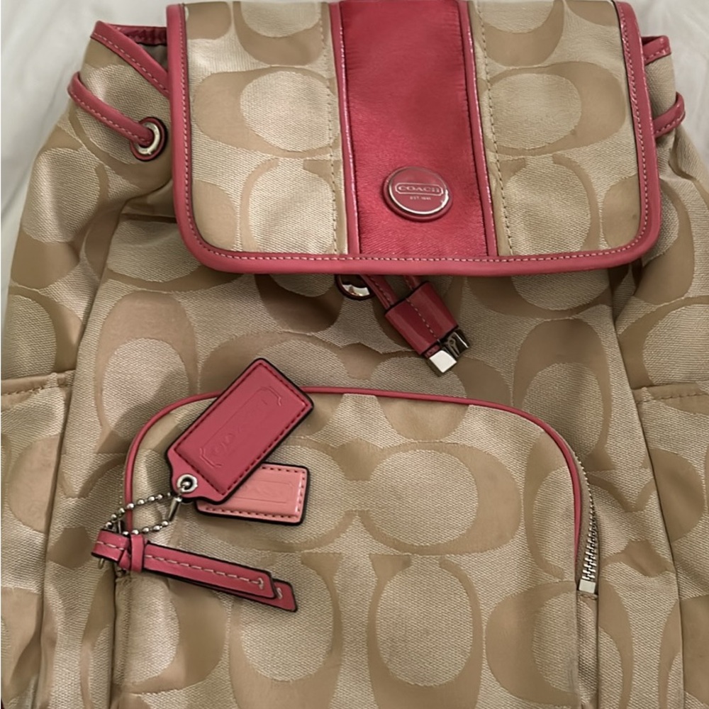 Coach Beige and Coral Women's Backpack